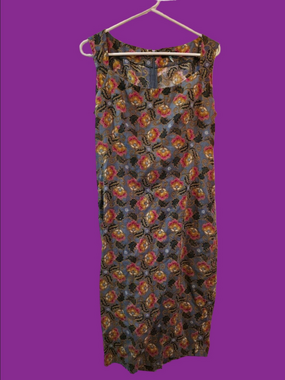 4/$67 Deal! Maggie Walt Vintage Sleeveless Floral Midi Dress in Gray with Pink